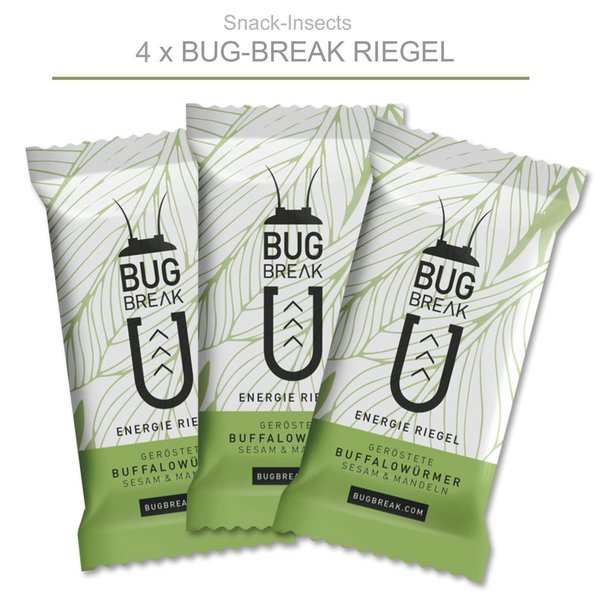 4x BUG-BREAK Insektenriegel - Insekten Riegel Energieriegel 4 x 36 Gramm ►