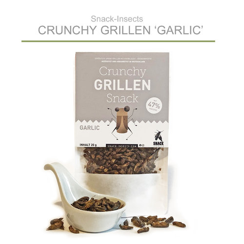Crunchy Grillen Snack ''Garlic'  - gewürzte Insekten - Insektensnack ►