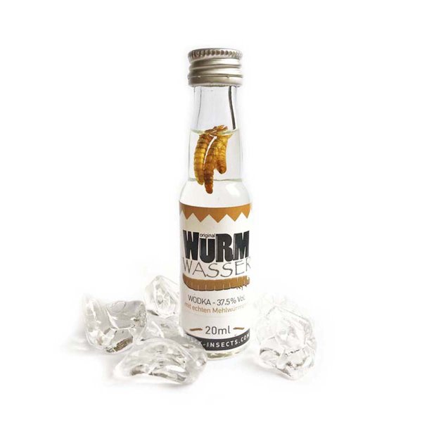 WurmWasser Wodka mit echten Mehlwürmern im Snack-Insects Shop online bestellen & kaufen