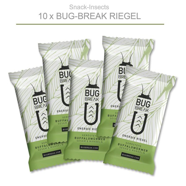 10x BUG-BREAK Insektenriegel - Insekten Riegel Energieriegel 10 x 36 Gramm ►