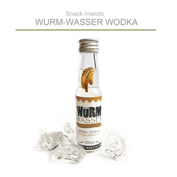 WURMWASSER Wodka - 20ml Wodka mit echten Mehlwürmern ►