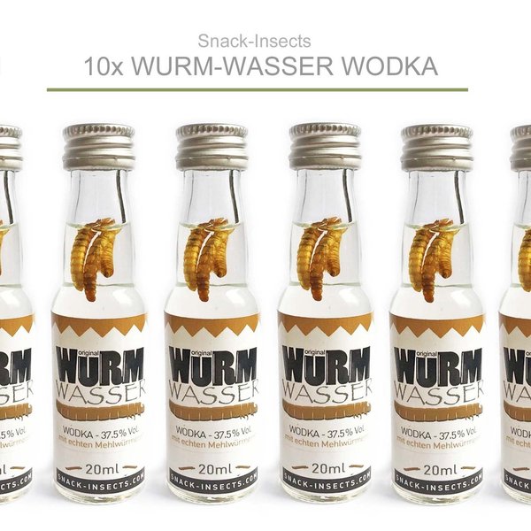 10x WURMWASSER Wodka - je 20ml Wodka mit echten Mehlwürmern ►