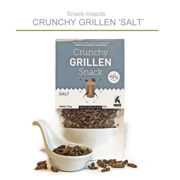 Crunchy Grillen Snack 'SALT' - gewürzte Insekten - Insektensnack ►