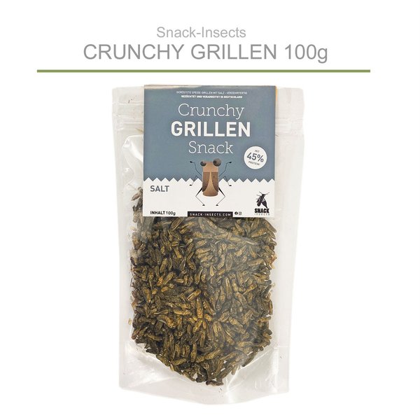 Crunchy Grillen Snack 'SALT' - 100g gewürzte Insekten ►